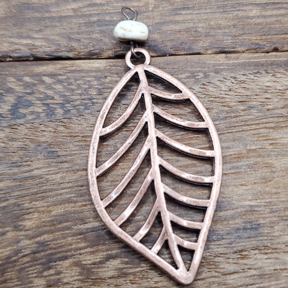 3/$20 Boho lacework leaf pendant